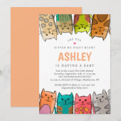 Are You Kitten Me Right Meow Cats Baby Shower 招待状 (正面/裏面)
