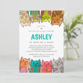 Are You Kitten Me Right Meow Cats Baby Shower 招待状 (スタンド正面)