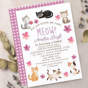 Are You Kitten Me Right Meow Girlベビー 招待状
