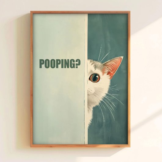 Are You Pooping Poster Printable Cat Bathroom Art  ポスター