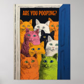 Are You Pooping Print Bathroom Wall Art Cat Printa ポスター (正面)