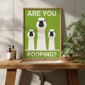 Are You Pooping? Silly Geese Funny Bathroom  ポスター