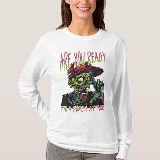 Are You Ready | Women’s Zombie Attack Long Sleeve Tシャツ (正面)