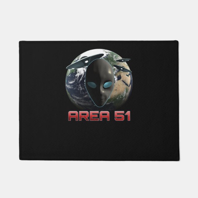 Area 51エイリアンとUFO Above Earth ドアマット (正面)