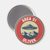Area 51 Classified Retro UFO Alien Badge マグネット (正面/裏面)