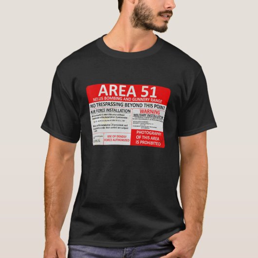 Area 51 Military Base Warning Sign Souvenir Tシャツ (正面)