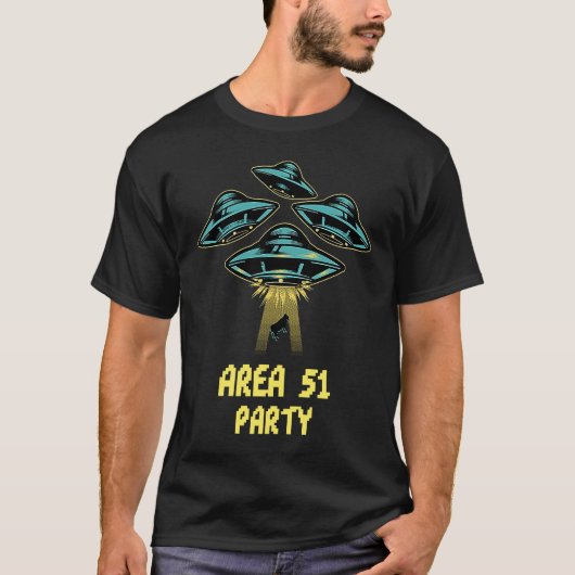 Area 51 Party UFO Funny Unisex and youth T Tシャツ (正面)