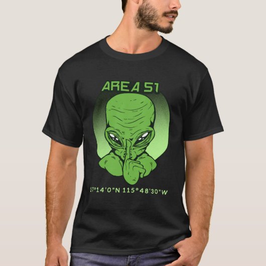 Area 51 Roswell Coordinates UFO Alien UFO Flying S Tシャツ (正面)