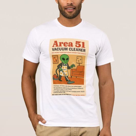 Area 51 Vacuum Cleaner Roswell Aliens 1950's Retro Tシャツ (正面)