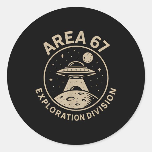 Area 67 Exploration Division Funny 67 Meme Ufo Des ラウンドシール (正面)