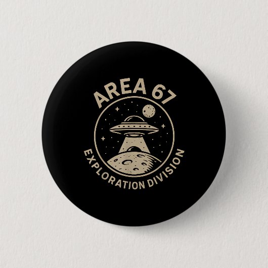 Area 67 Exploration Division Funny 67 Meme Ufo Des 缶バッジ (正面)