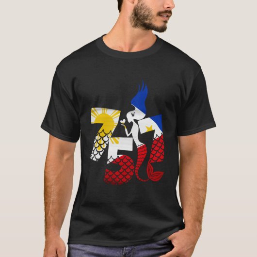 Area Code 757 Filipino American With Mermaid Phili Tシャツ (正面)