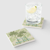 Arecaのやしハワイの熱帯ヴィンテージの座標 ストーンコースター (横)