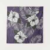 Areca palm and Hibiscus sketch by hand drawing. Pl タペストリー (正面(横))