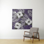 Areca palm and Hibiscus sketch by hand drawing. Pl タペストリー (インサイチュ)