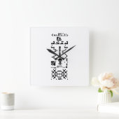 Areciboバイナリメッセージの返信 スクエア壁時計 (ホーム)