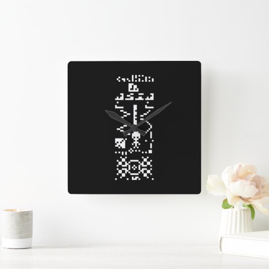 Areciboバイナリメッセージの返信 スクエア壁時計 (ホーム)