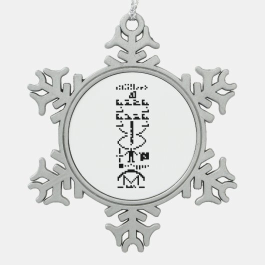 Areciboバイナリメッセージ1974 スノーフレークピューターオーナメント (正面)