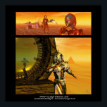 ARES AND TITAN / CYBORGS IN THE DESERT OF HYPERION ポスター<br><div class="desc">Cyborg character with awesome metallic chrome reflections , artistic , colorful, bright science fiction image. Ares cyborg character, animation frame from 3D movie Hyperion.</div>
