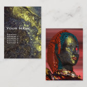 ARES CYBORG,赤黄色Sci-Fi,テクノ,ロボット 名刺 (正面/裏面)