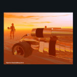 ARES CYBORG,DESERT HYPERION,SCIENCE FICTIONサイエンスフィ ポスター<br><div class="desc">金属反射、芸術的カラフル、明るいSF画像を持つ砂漠の環境でアレスcyborgとトリロモバイル。 3DムービーHyperionからのアニメーションフレーム。Baldesign3d (c)</div>