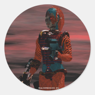 ARES CYBORG Red Sunset Science Fiction, Sci-Fi ラウンドシール