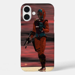 ARES CYBORG, RED SUNSET Science Fiction, Sci-Fi iPhone 16 Plusケース