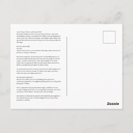 Ares God of War Postcard ポストカード (裏面)