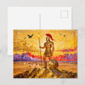 Ares in Armor Standing on Mountain with Spear ポストカード (正面/裏面)