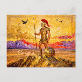 Ares in Armor Standing on Mountain with Spear ポストカード (正面)