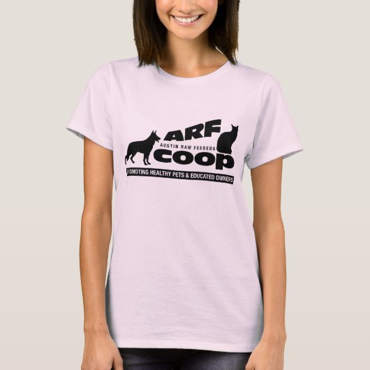 ARF Co-opブラック（白） Tシャツ (正面)