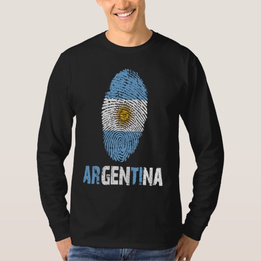ARGENTINA Finger Print Flag I Love Argentina Trav Tシャツ (正面)