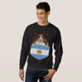 Argentina Flag Collie Dog In Pocket スウェットシャツ (正面フル)