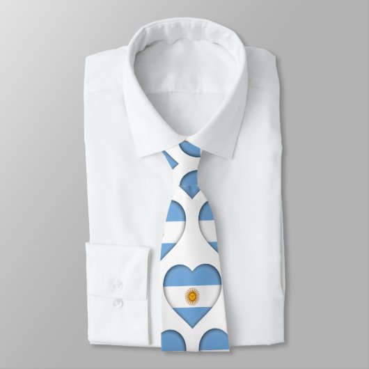 Argentina Flag Colors Heart Pattern Neck Tie ネクタイ (タイ)