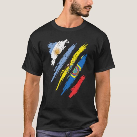 Argentina Flag Ecuador Grown Patriot Country Strip Tシャツ (正面)