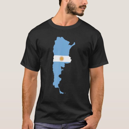 Argentina flag in Argentina outline Argentina Tシャツ (正面)