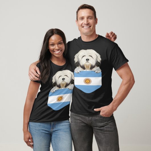 Argentina Flag Lowchen Dog In Pocket Tシャツ (ユニセックス)