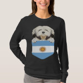 Argentina Flag Lowchen Dog In Pocket Tシャツ (正面)