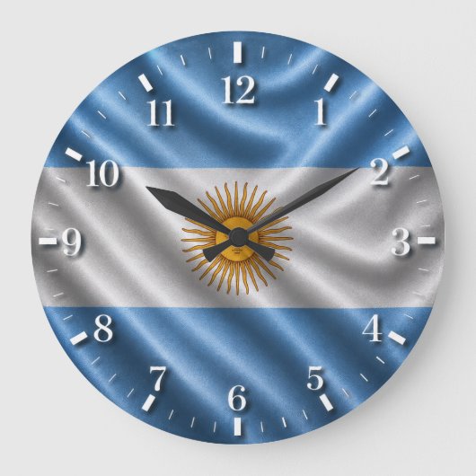Argentina Flag Watch 2026 ラージ壁時計 (正面)