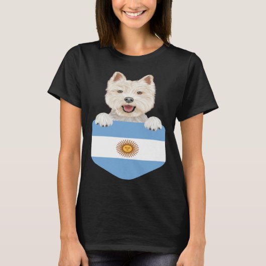 Argentina Flag West Highland White Terrier Dog In  Tシャツ (正面)