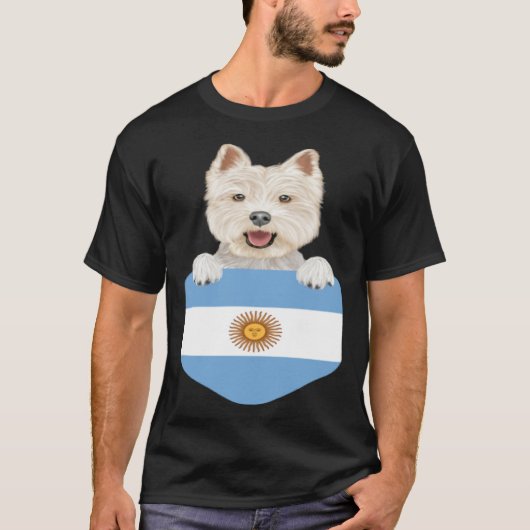 Argentina Flag West Highland White Terrier Dog In  Tシャツ (正面)