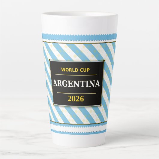Argentina Football Fan Flag Colors Stripe Pattern  カフェラテマグ (正面)