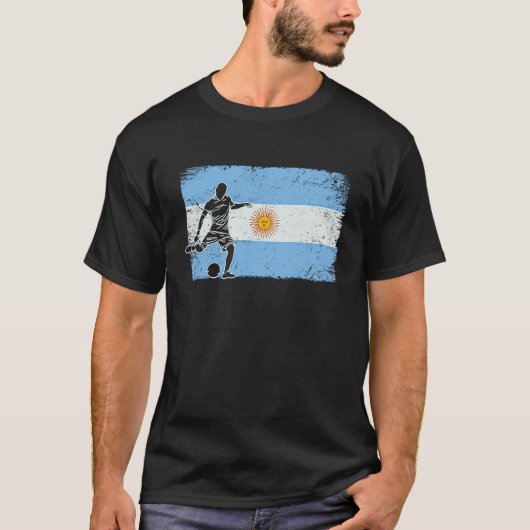 Argentina Football Player Vintage Flag Tシャツ (正面)