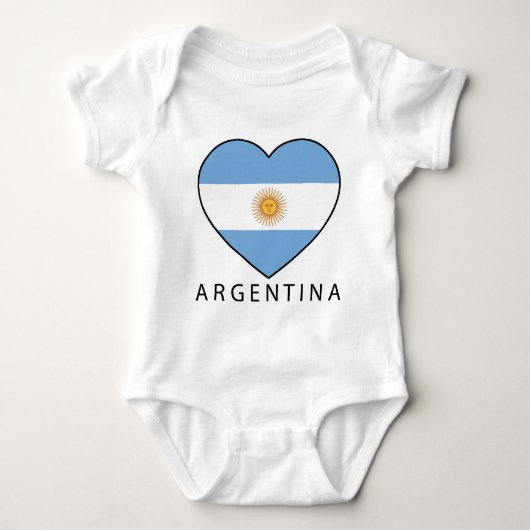 Argentina Heart Flag Soccer ベビーボディスーツ (正面)