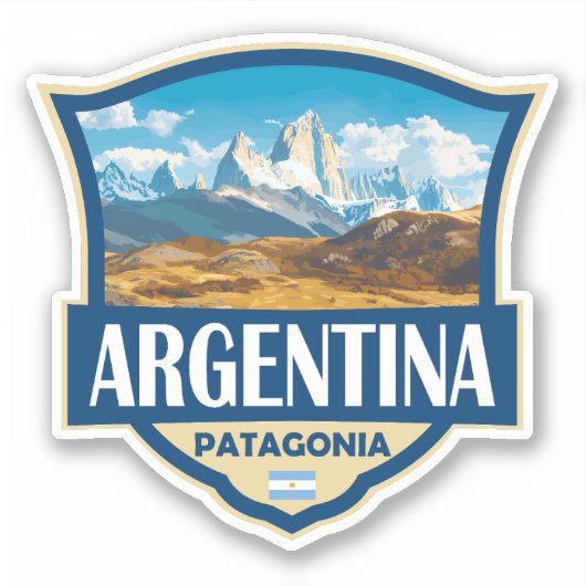 Argentina Illustration Retro Badge シール (正面)