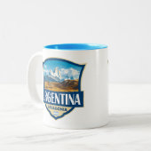 Argentina Illustration Retro Badge ツートーンマグカップ (正面左)