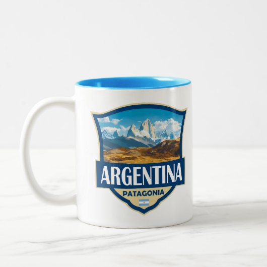 Argentina Illustration Retro Badge ツートーンマグカップ (左)