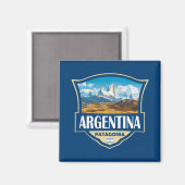 Argentina Illustration Retro Badge マグネット (正面/裏面)
