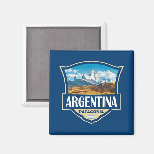 Argentina Illustration Retro Badge マグネット (正面/裏面)