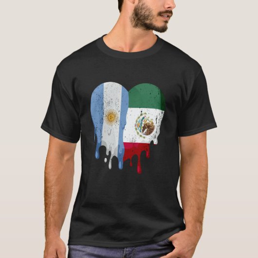 Argentina Mexico Flag Heart Citizen Grown Patriot Tシャツ (正面)